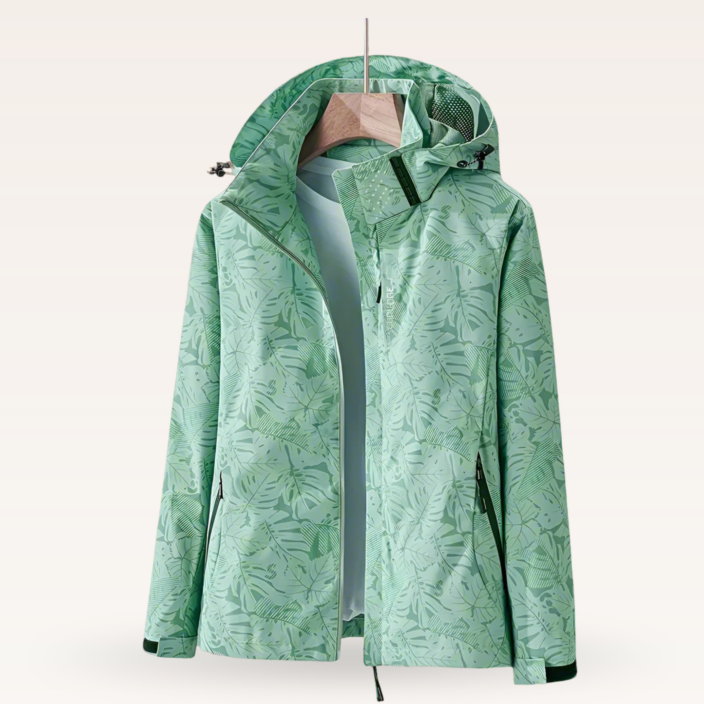Veste d'extérieur femme imperméable motif feuilles