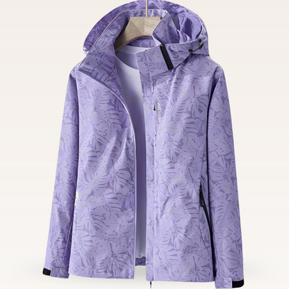 Veste d'extérieur femme imperméable motif feuilles