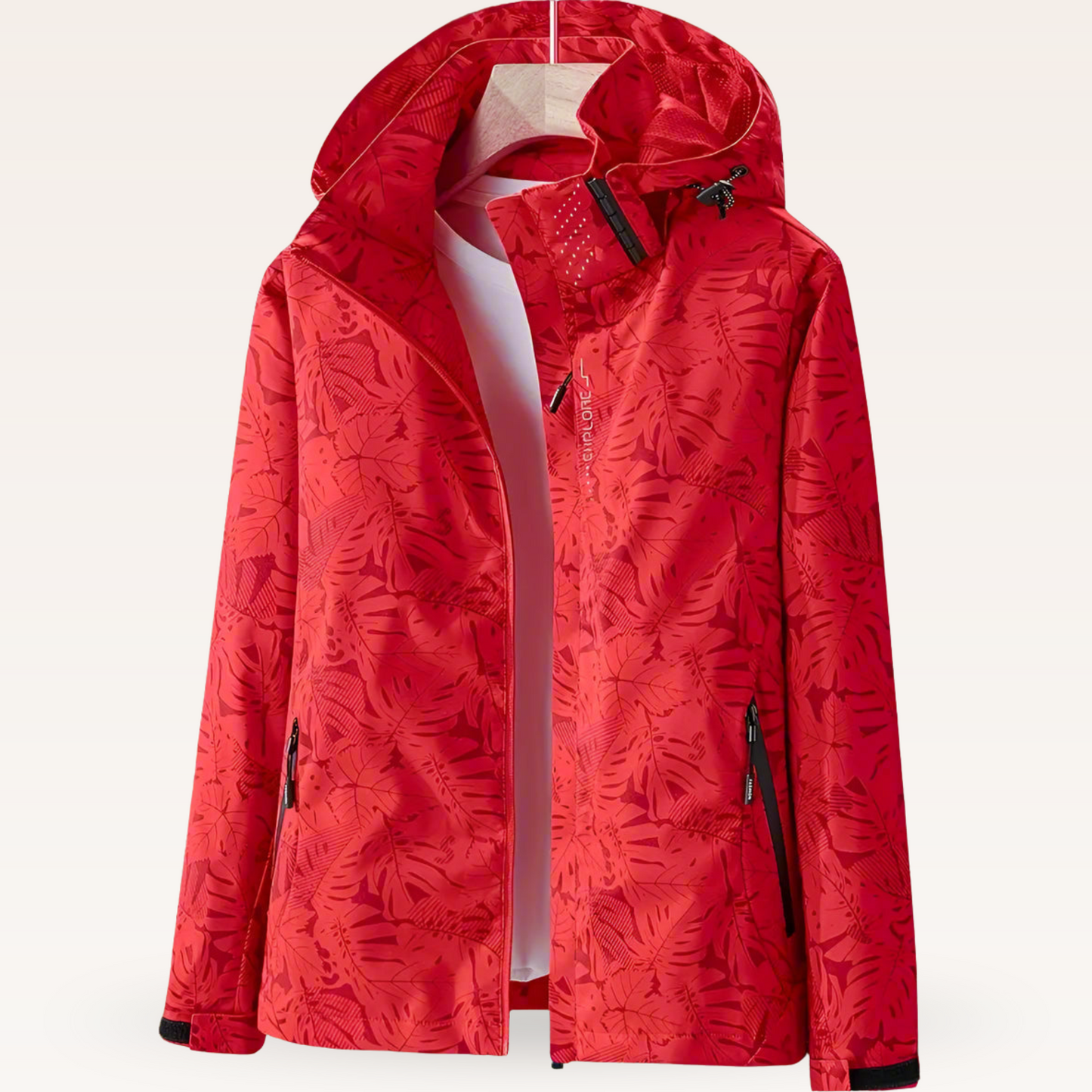 Veste d'extérieur femme imperméable motif feuilles