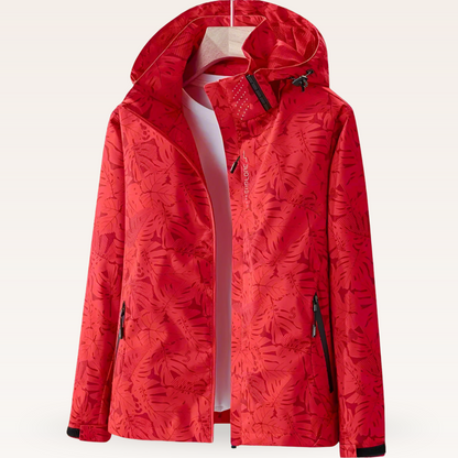 Veste d'extérieur femme imperméable motif feuilles