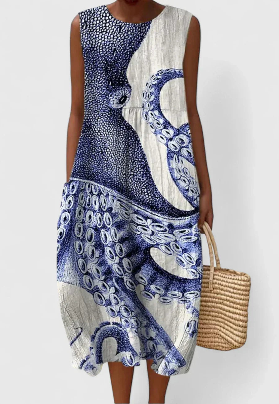 Sommerkleid Damen Meeres-Oktopus-Design - IdealeKleiden