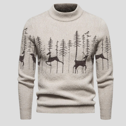 Herren Weihnachtspullover Rentier Wald Design - IdealeKleiden