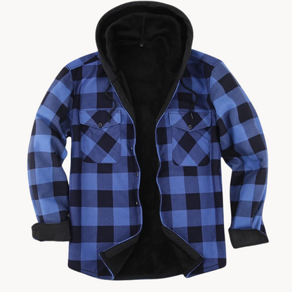 Herren Flanelljacke Fleece Gefüttert Kapuze Warm - IdealeKleiden
