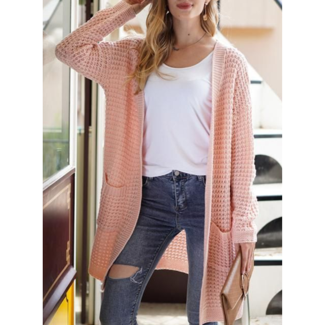 Long gilet en tricot pour femme, hivernal