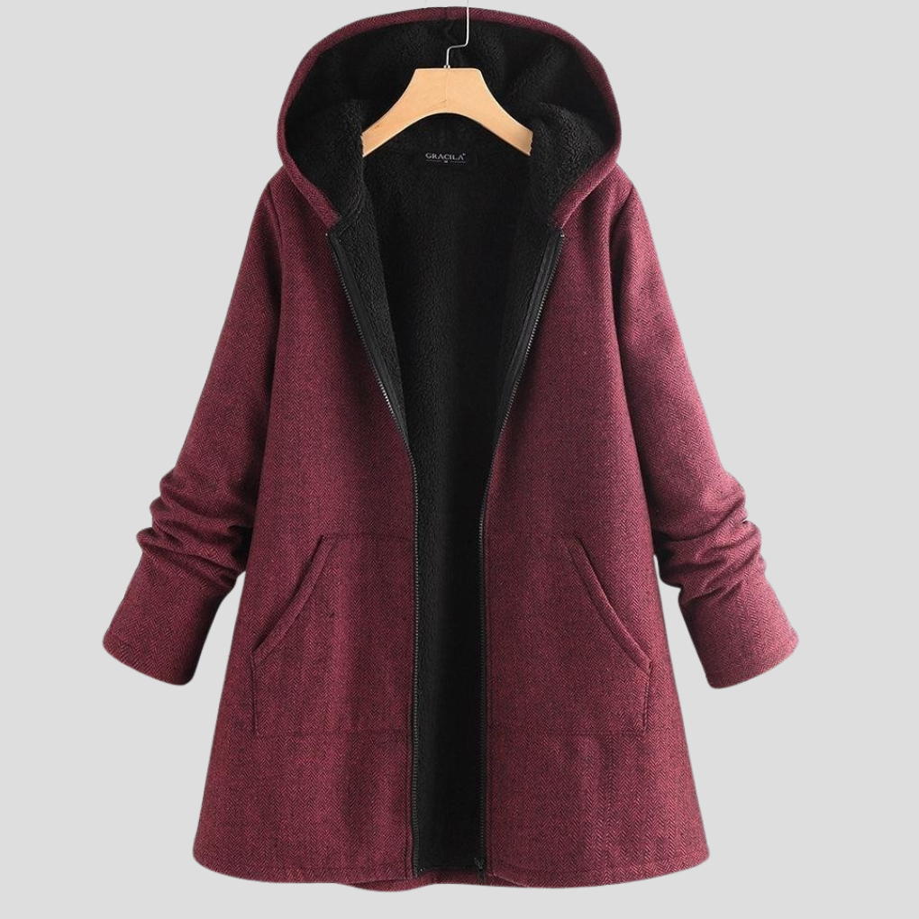 Manteau à capuche en polaire chaude pour femme
