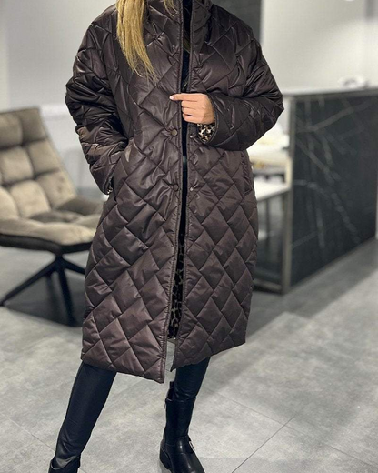 Manteau mi-long en coton confortable coupe décontractée