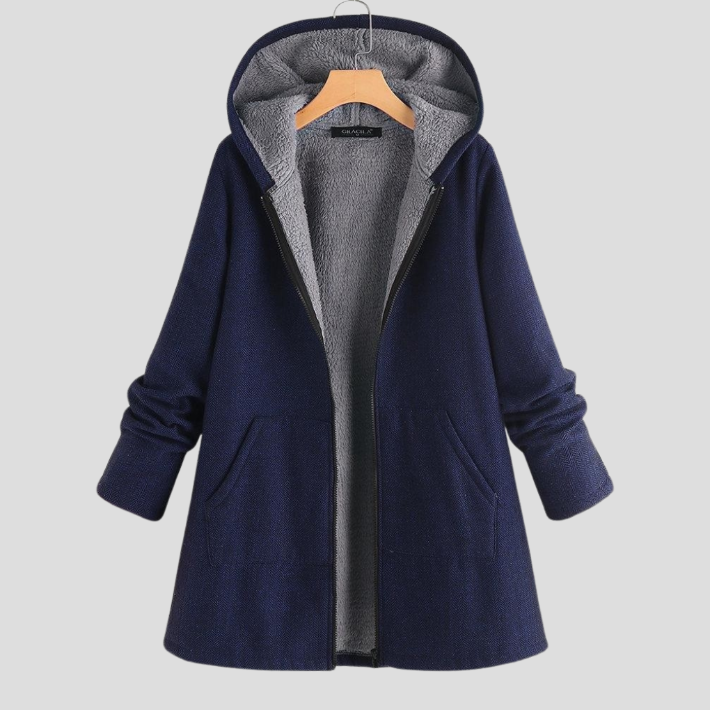 Manteau à capuche en polaire chaude pour femme