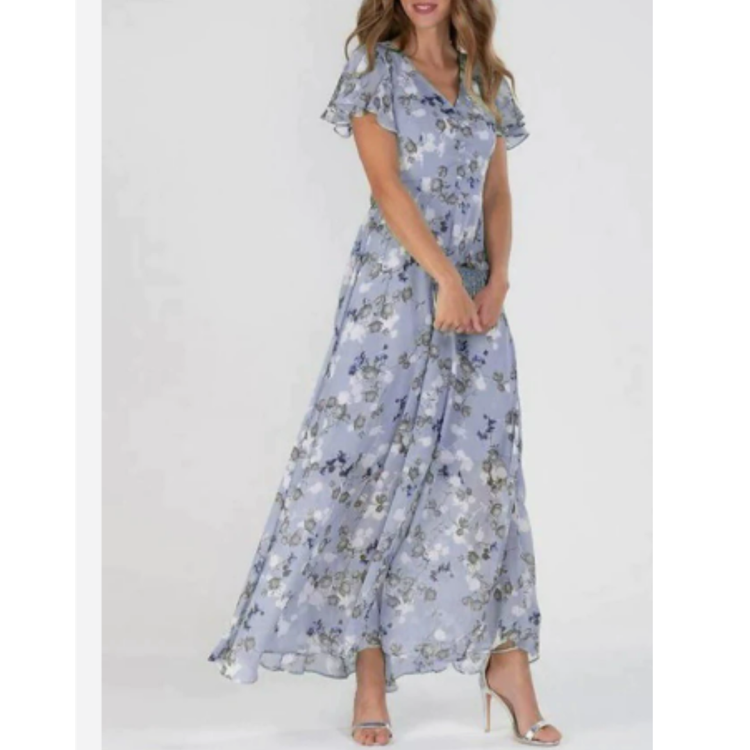 Robe longue femme style bohème à manches flottantes