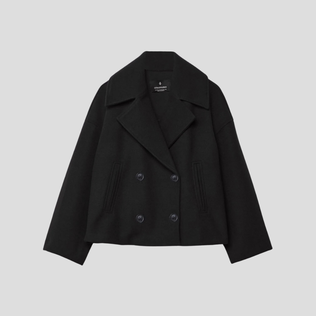 Manteau court élégant pour femme à double boutonnage
