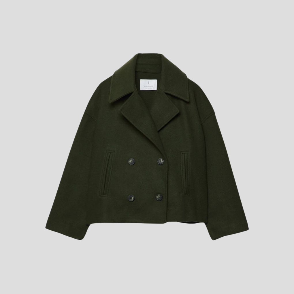 Manteau court élégant pour femme à double boutonnage