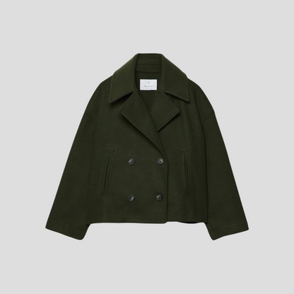 Manteau court élégant pour femme à double boutonnage