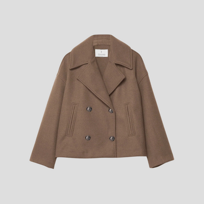 Manteau court élégant pour femme à double boutonnage