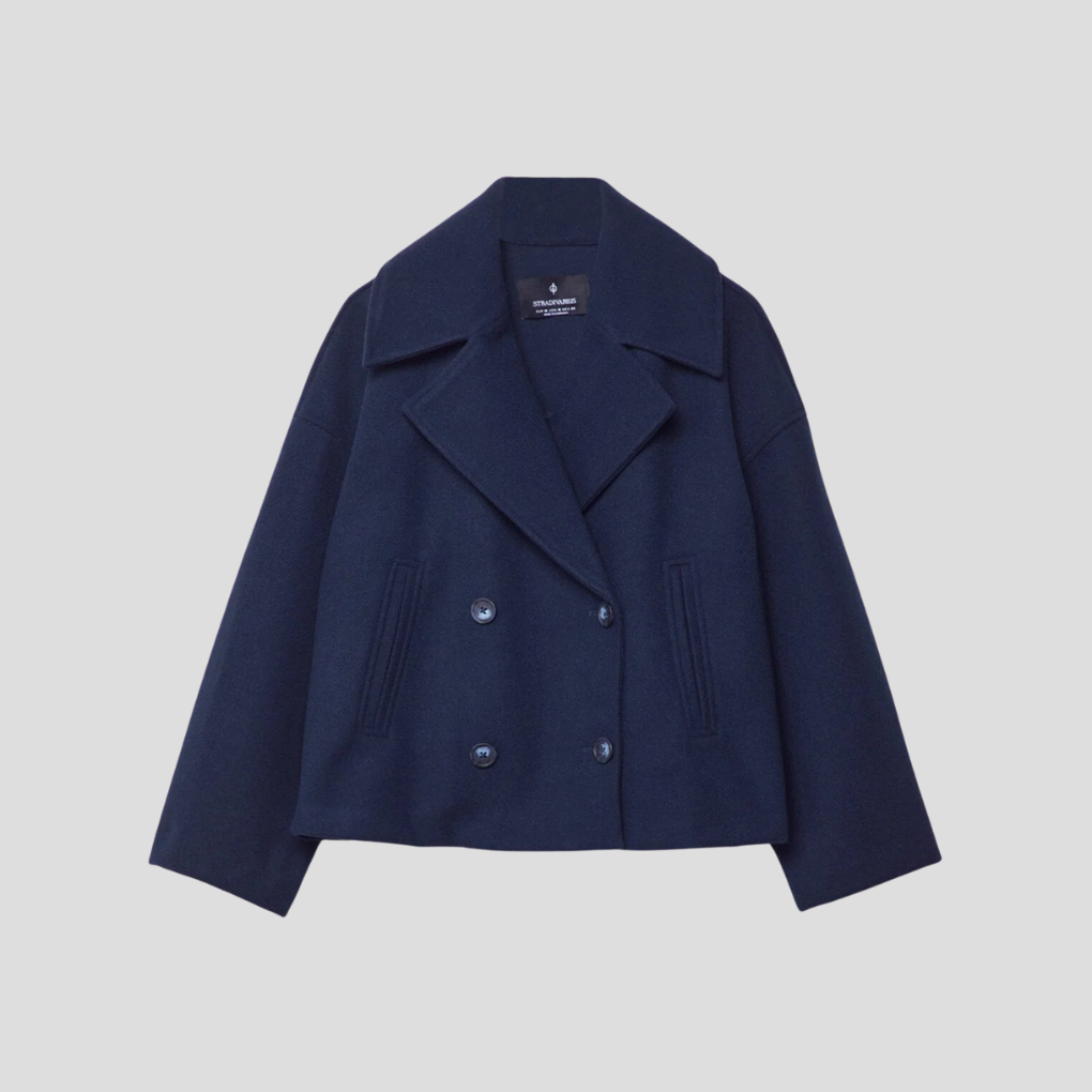 Manteau court élégant pour femme à double boutonnage
