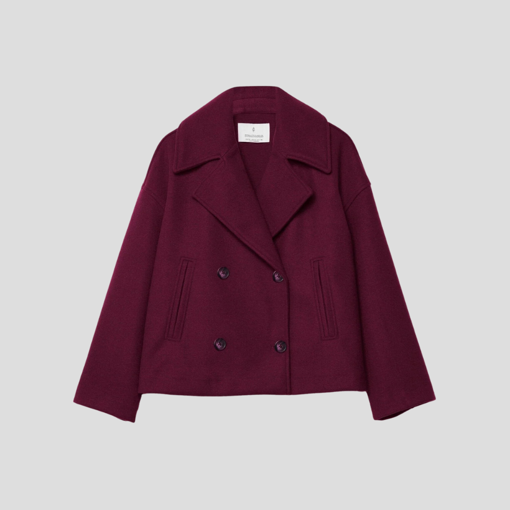 Manteau court élégant pour femme à double boutonnage
