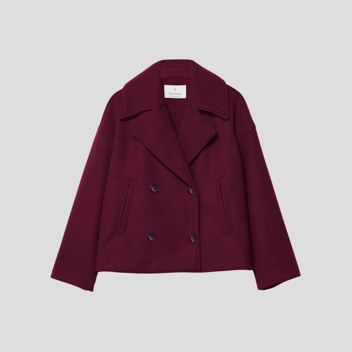 Manteau court élégant pour femme à double boutonnage