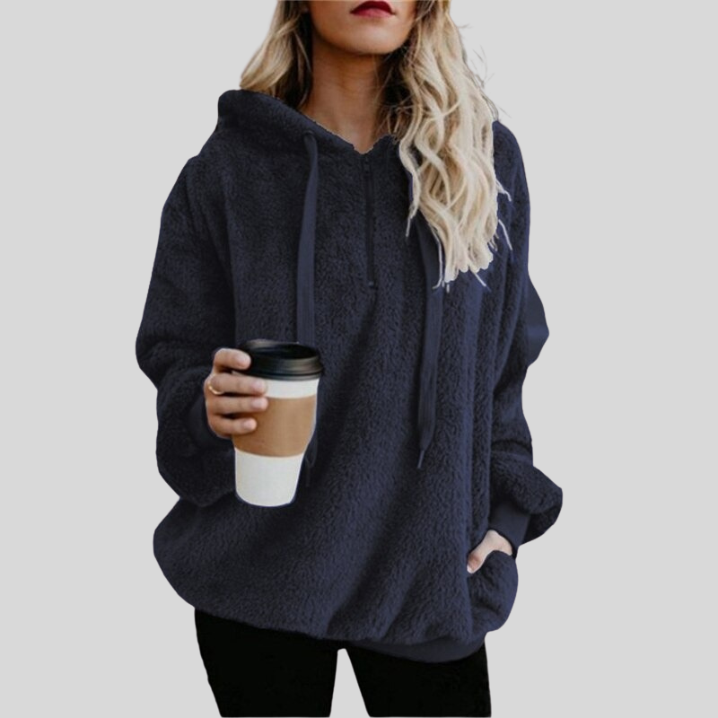 Sweat à capuche polaire doux Grande taille Confortable Manches longues