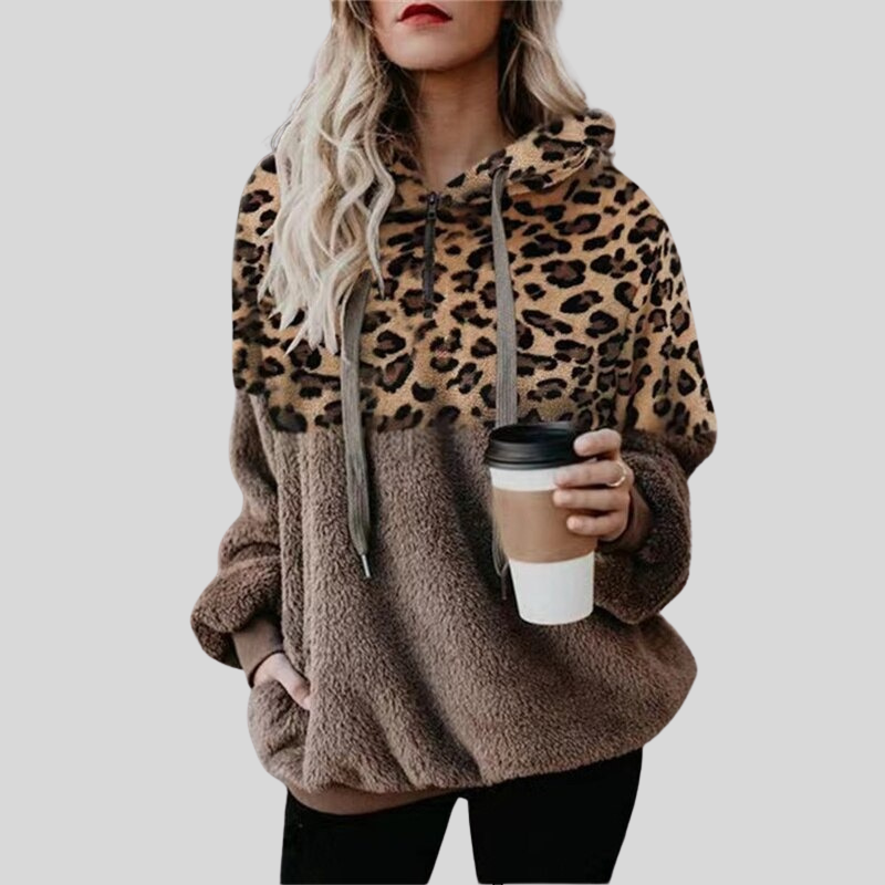 Grand sweat à capuche polaire doux avec poche kangourou