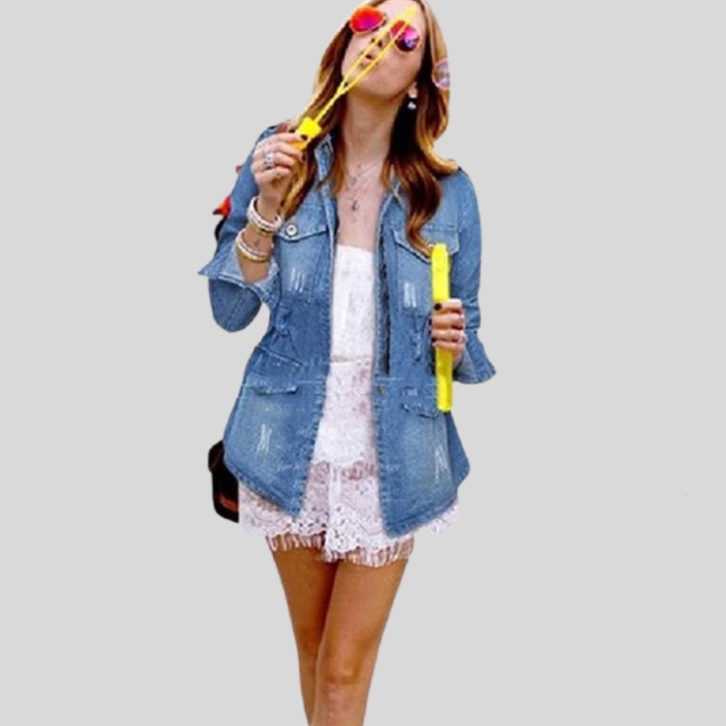 Veste classique en jean Coupe décontractée Longueur hanches
