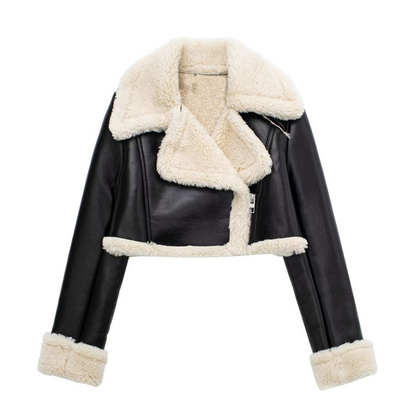 Veste en cuir élégante pour femme, chaude