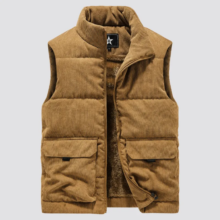 Gilet en velours côtelé pour homme, coupe moderne