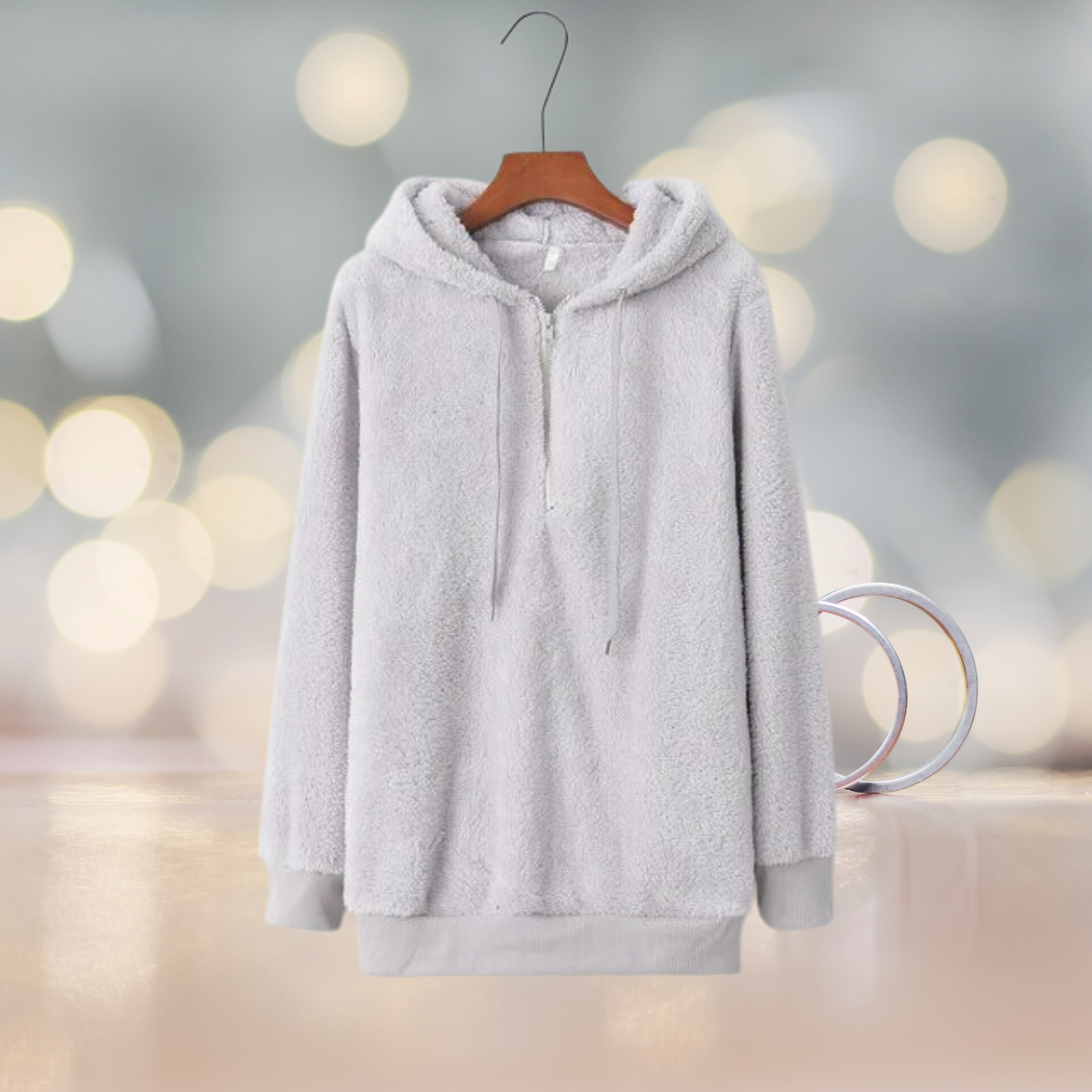 Pull à capuche en polaire pour femme automne, doux et confortable