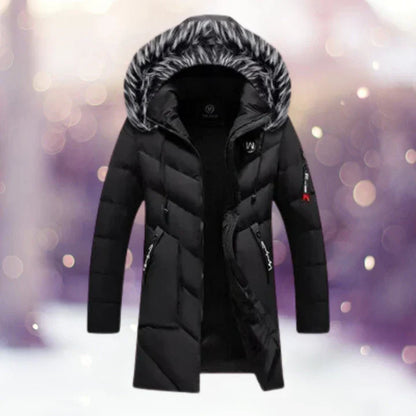 Parka thermique classique pour homme avec col en fourrure