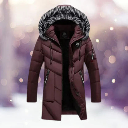 Parka thermique classique pour homme avec col en fourrure