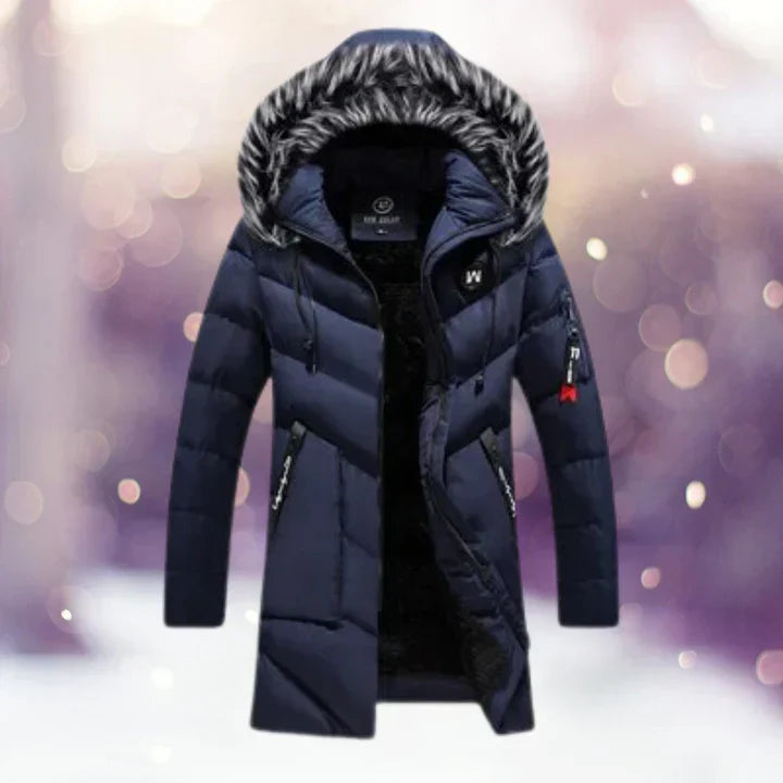 Parka thermique classique pour homme avec col en fourrure