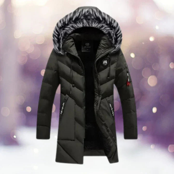 Parka thermique classique pour homme avec col en fourrure