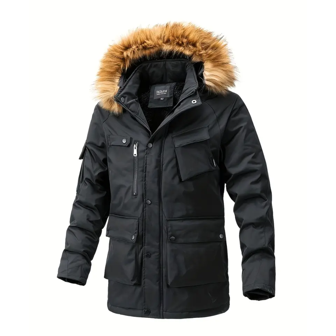 Manteau d'hiver homme noir élégant