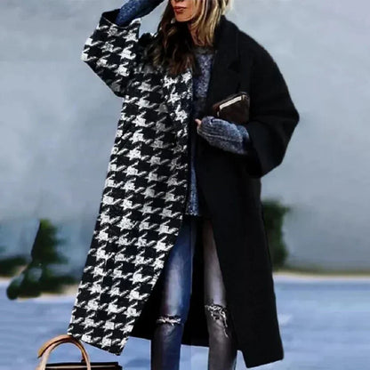 Manteau long en laine Coupe décontractée Motif abstrait