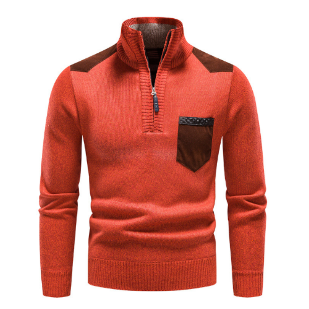 Pull pour hommes, manches longues, fermeture éclair