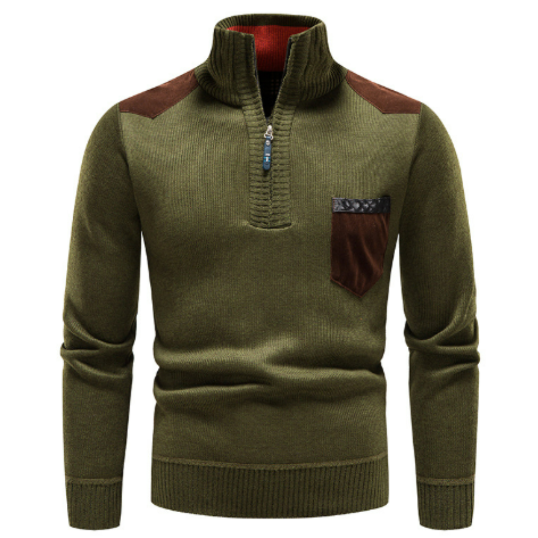 Pull pour hommes, manches longues, fermeture éclair