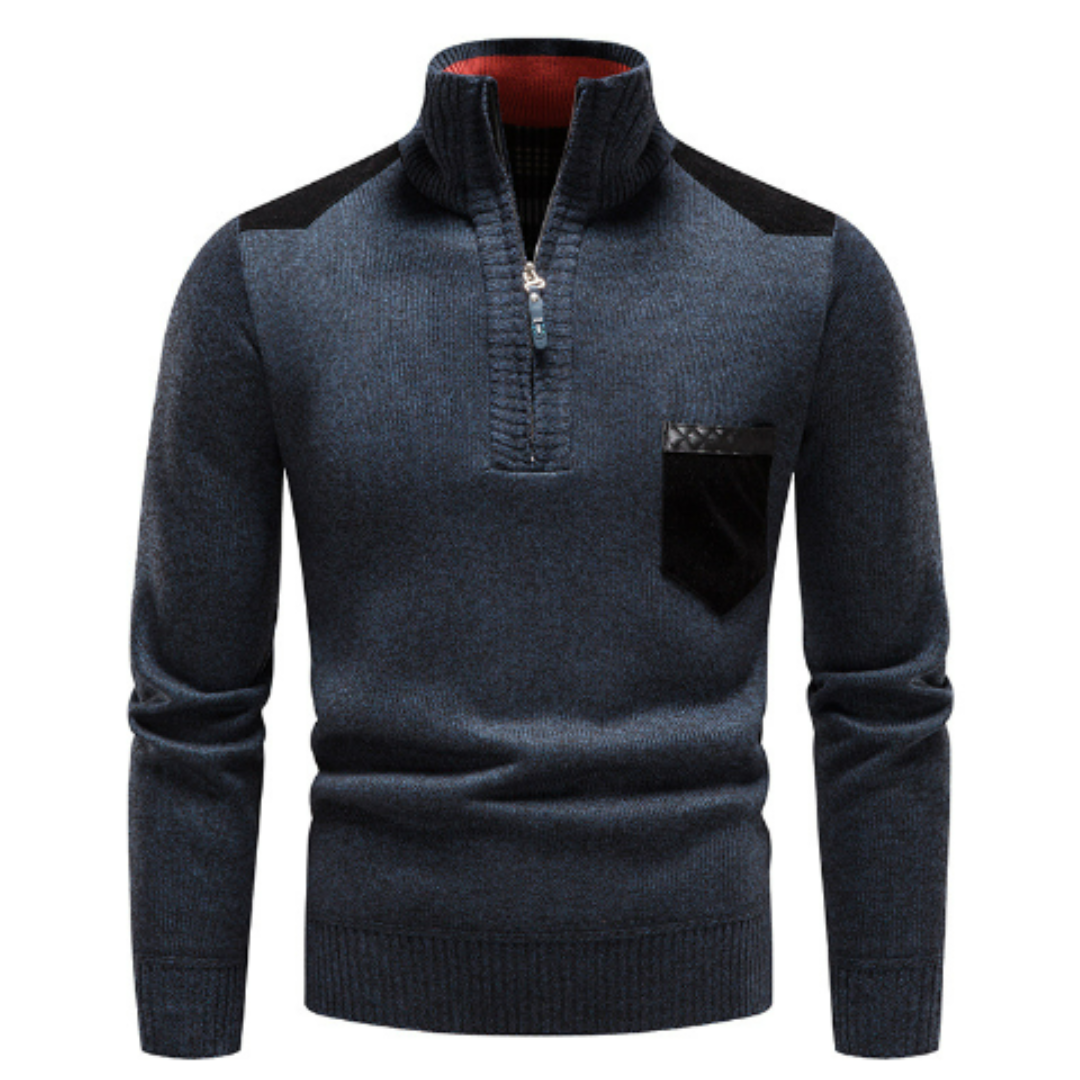 Pull pour hommes, manches longues, fermeture éclair