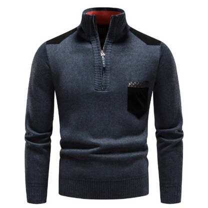Pull pour hommes, manches longues, fermeture éclair