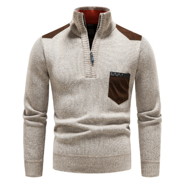 Pull pour hommes, manches longues, fermeture éclair