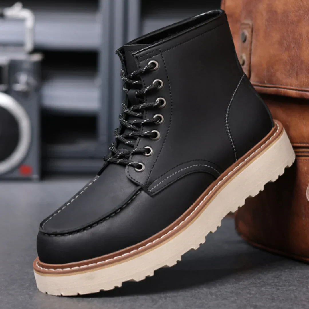 Bottes classiques à lacets en cuir pour hommes