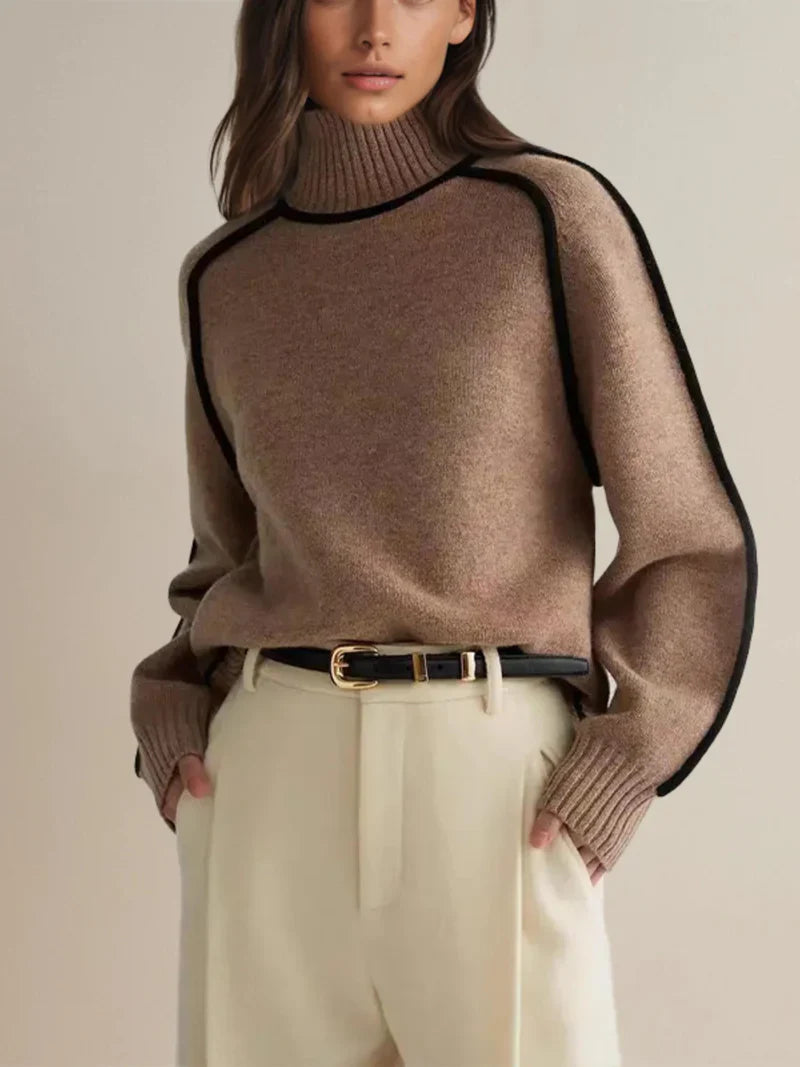 Pull col roulé femme élégant en laine