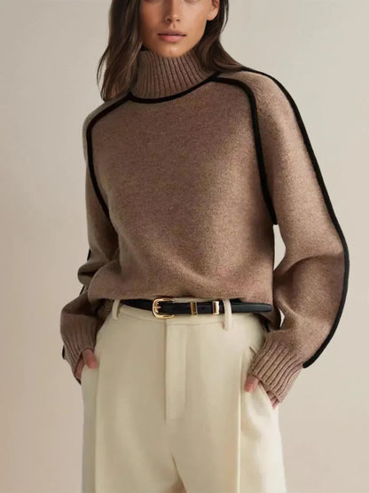 Pull col roulé femme élégant en laine