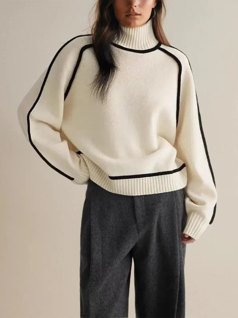 Pull col roulé femme élégant en laine