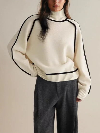 Pull col roulé femme élégant en laine