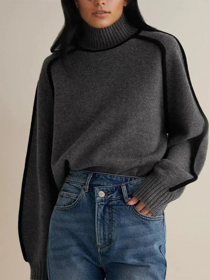 Pull col roulé femme élégant en laine
