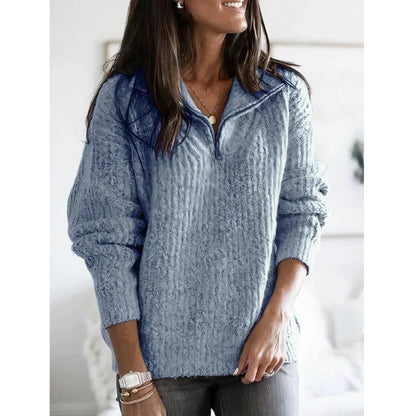 Pull d'hiver douillet pour femme avec demi-zip