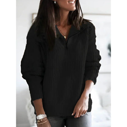 Pull d'hiver douillet pour femme avec demi-zip
