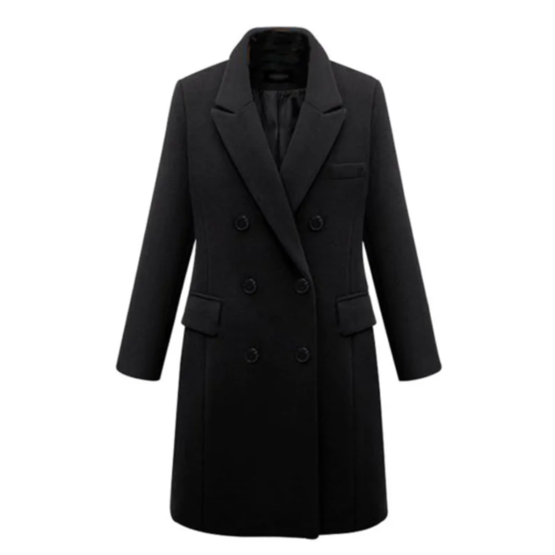 Eleganter Langmantel Wollmix SlimFit Doppelreiherschluss - IdealeKleiden