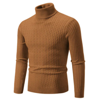 Pull en tricot pour homme, col roulé, chaud, hiver