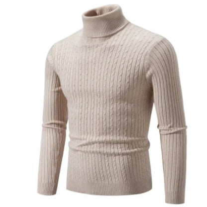 Pull en tricot pour homme, col roulé, chaud, hiver