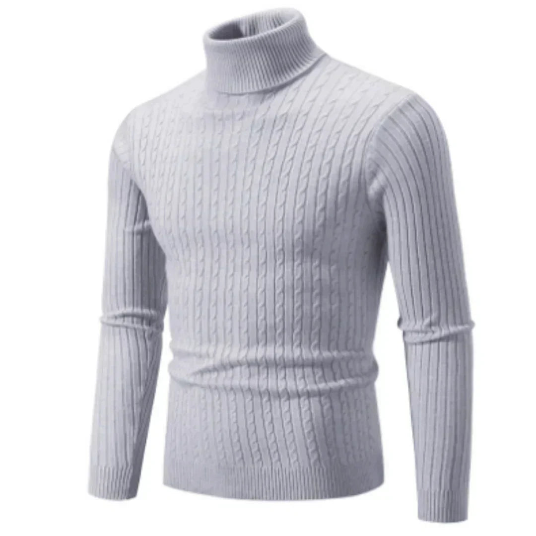 Pull en tricot pour homme, col roulé, chaud, hiver
