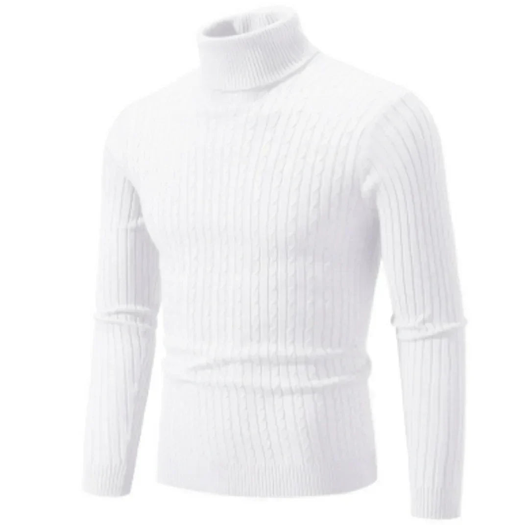 Pull en tricot pour homme, col roulé, chaud, hiver