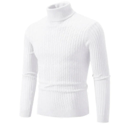 Pull en tricot pour homme, col roulé, chaud, hiver